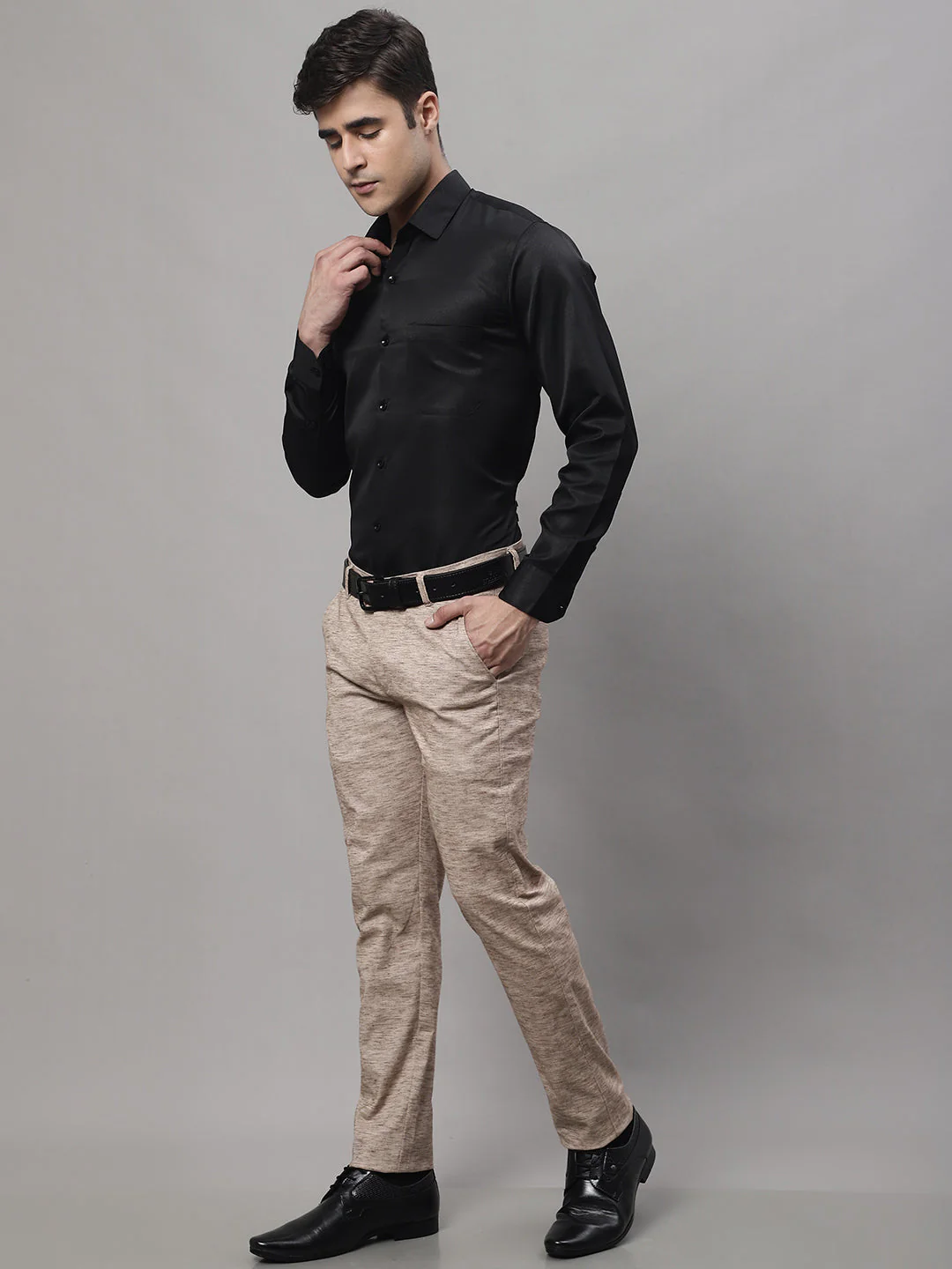 Vesatile Cotton Blend Formal Trousers - Brown - Image 3